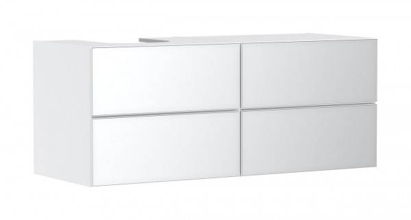 Vanity Unit For Countertop Basin Hansgrohe Xevolos E 4 drawers Left Hinge 1370x550x555mm White Matt/Metallic White