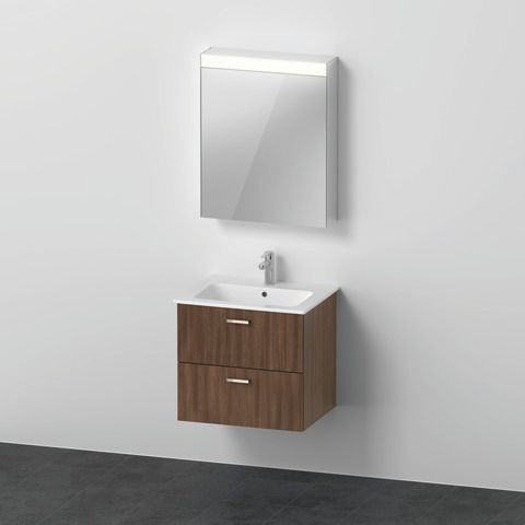 Bathroom Set Duravit XBase Washbasin with vanity unit and mirror cabinet, Left version 630mm Natural Oak