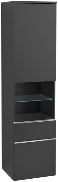 Villeroy and Boch Tall Bathroom Cabinets Venticello 404x1546x372mm Black matte Lacquer A95201PD