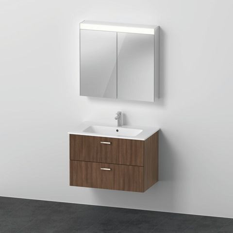 Bathroom Set Duravit XBase Washbasin with vanity unit and mirror cabinet 830mm Natural Oak