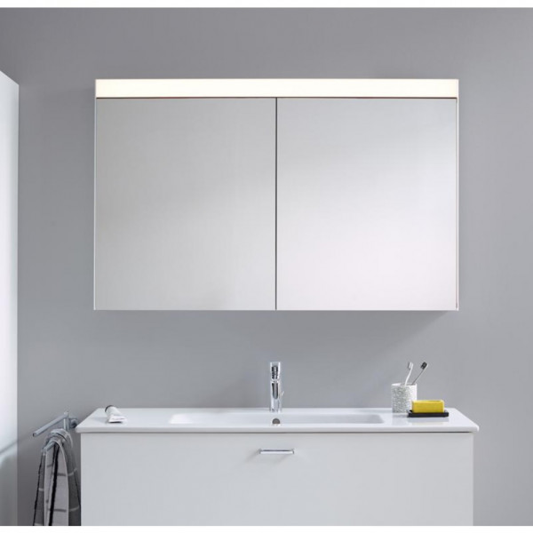 Bathroom Mirror Cabinet Duravit with lighting, 1 electrical outlet, 2 doors 1310x760mm White Matt