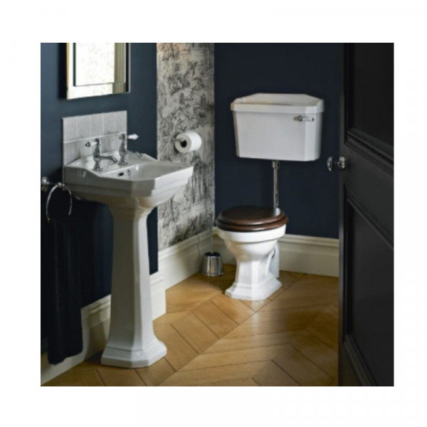 Heritage Bathrooms 3 Hole Basin tap White Handles Glastonbury 134x97x150mm Vintage Gold