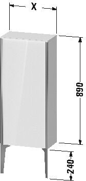 Duravit Tall Bathroom Cabinets XViu 240 mm Champagne Matt/Concrete Grey Matt | Hinge Left