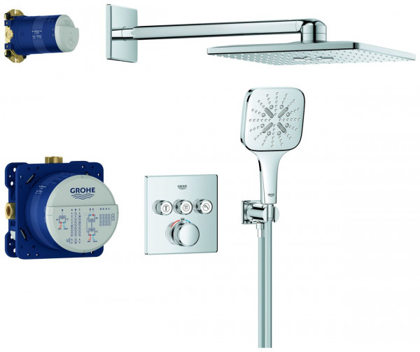 Concealed Shower Grohe Grohtherm SmartControl Thermostatic 3 valves, Square ⌀310 mm Chrome 34864000