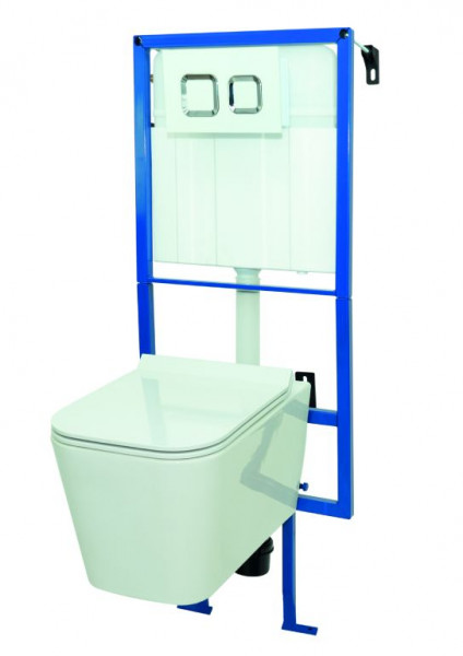 Allibert Wall Hung Toilet MARENGO White Rimless Cistern Flush plate Toilet Seat Quick Release