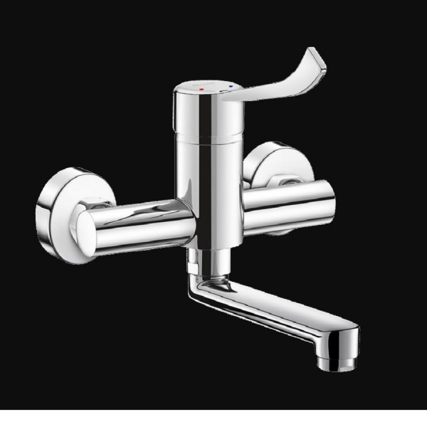 Delabie Wall Mounted Tap sculptured lever fixed spout Fixed Spout L150 Chrome 2456LS