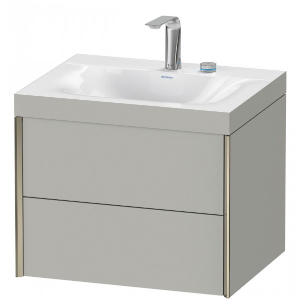 Bathroom Set Duravit XViu Wall-mounted, Washbasin c-bonded C-frame 2 holes, Cabinet 2 drawers 600mm Concrete Grey Matt/Champagne XV4614EB107C