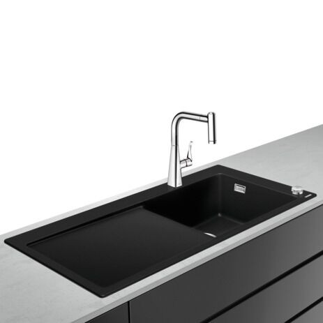 Hansgrohe Undermount Sink C51 Pack with draining board Graphite Black/Chrome 1050 mm 43214000