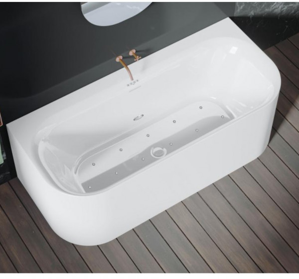 Whirlpool Bath Oval Riho Devotion Sparkle Mood, against the wall 1800x710mm Glossy White