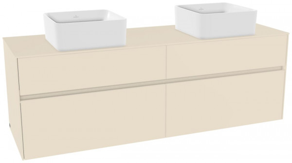 Villeroy and Boch Collaro Double Basin Cabinet  4 drawers for 2 washbasins 1600mm  Soft Grey