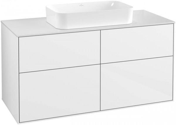 Villeroy and Boch Inset Basin Vanity Unit Finion Glossy White/Glass White F67100GF