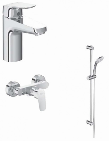 Ideal Standard CERAFLEX shower set with bar and basin mixer, Chrome