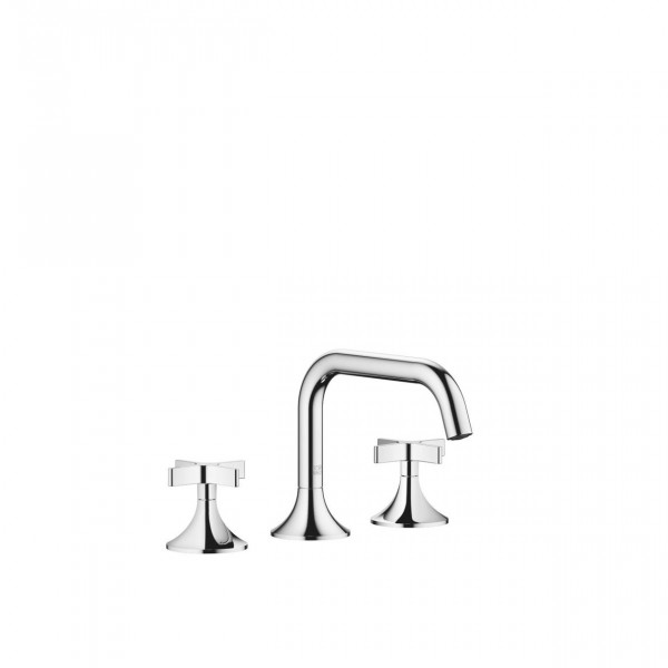 Freestanding 2 Handle Basin Tap Dornbracht VAIA cross handles, 3 holes, Waste fitting 144mm Chrome 20705809-00