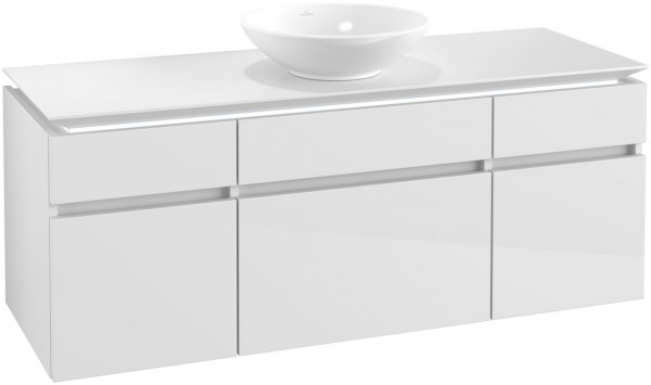 Villeroy and Boch Countertop Basin Unit Legato 5 Drawers 1400x550x500mm Glossy White | With Light