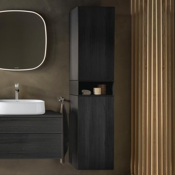 Tall Bathroom Cabinet Duravit Zencha left, 2 doors 400x1760x360mm Black Oak Matt/Graphite Super Mat ZE1353L16800000