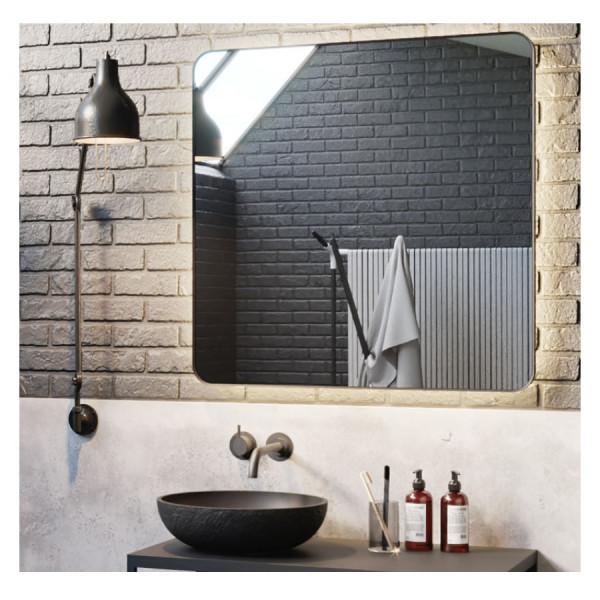 Illuminated Bathroom Mirror Riho Shield Rectangle with touch switch ON/OFF 800x800mm Black