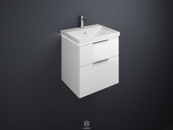 Bathroom Set Burgbad Eqio 1-hole washbasin, 2-drawer illuminated cabinet 630x665mm Customisable SEZA063-PN258