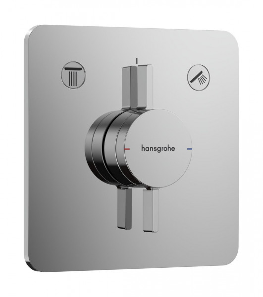 Concealed Shower Tap Hansgrohe DuoTurn Q Recessed 2 outlets 155x155mm Chrome