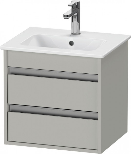 Vanity Unit Built-In Basin Duravit Ketho 2 drawers, silver handles 500x480x412mm Concrete Grey Matt KT644400707