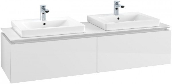 Villeroy and Boch Double Basin Vanity Unit Legato 1600x380x500mm Glossy White