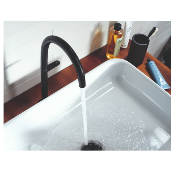 Single Hole Mixer Tap Axor ONE 170 with Push-Open waste set Black Mat