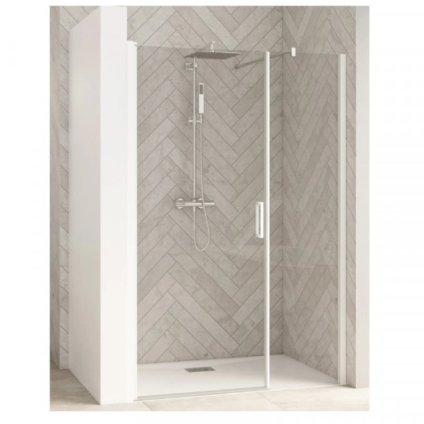Kinedo Pivot shower Door SMART DESIGN Central door without treshold, recess 1100x2000x6mm White Profil, Transparent Glass
