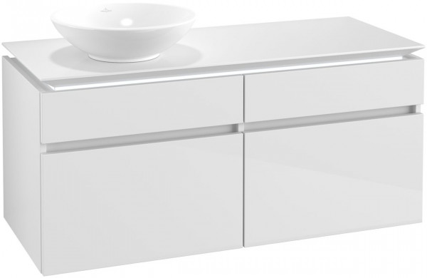 Villeroy and Boch Countertop Basin Unit Legato Washbasin left with lighting 1200x550x500mm Glossy White
