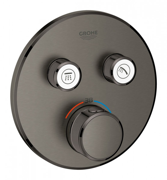 Grohe Thermostatic Shower Mixer 2 Shut-off valve Grohtherm SmartControl Brushed Hard Graphite