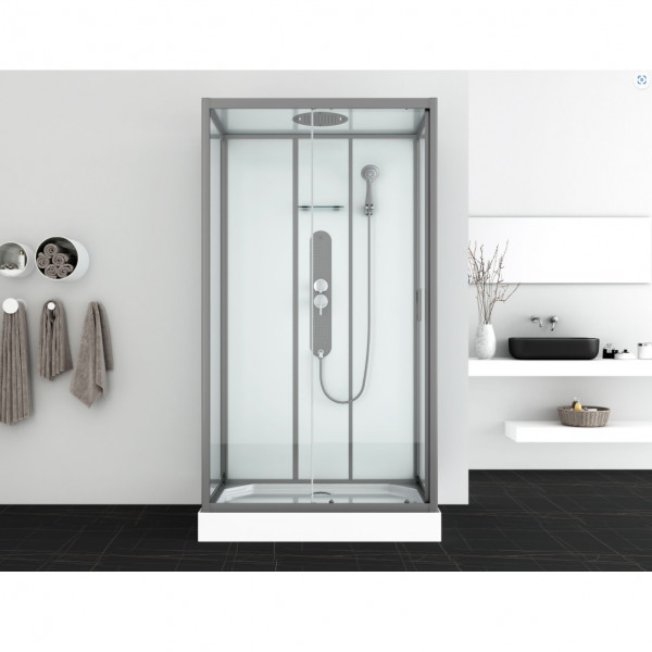 Allibert Shower Enclosure 80x120cm UYUNI 1 wall Gun Metal