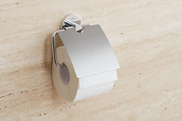Toilet Roll Holder Villeroy and Boch Elements Tender with lid Chrome