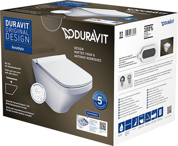 Wall Hung Toilet Set Duravit DuraStyle WonderGliss SoftClose 373x393mm White