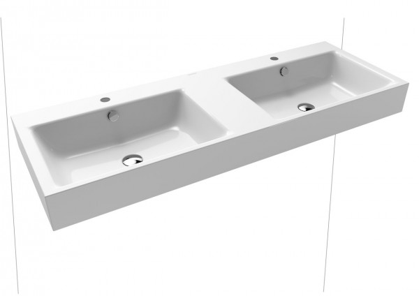 Kaldewei Wall Hung Basin Double with overflow 2x1 tap hole Puro Alpine White 906706043001