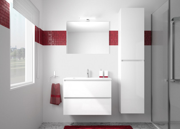 Allibert Tall Bathroom Cabinet LIVO 400x1800x335mm Glossy White Laquered