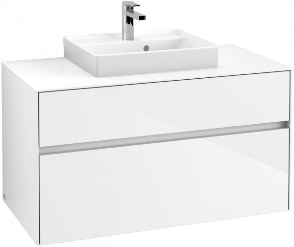 Villeroy en Boch Vanity Unit Collaro Wall-mounted with LED 1000x500x548mm Glossy White Glossy White | Without LED | 1 Central Hole
