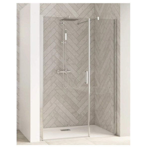 Kinedo Pivot shower Door SMART DESIGN Central door without treshold, recess 1100x2000x6mm Chrome Profil, Transparent Glass