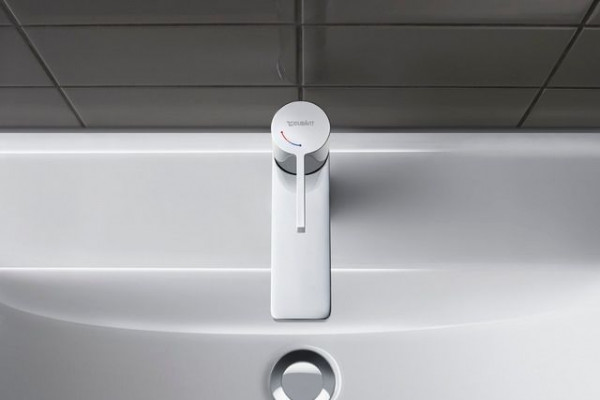 Single Hole Mixer Tap Duravit D-Neo FreshStart, with waste fitting, with pull cord Chrome