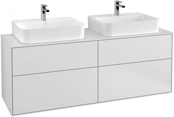 Villeroy and Boch Double Basin Vanity Unit Finion White Matt Lacquer/Glass Grey | Glass White Matt | Without wall lighting