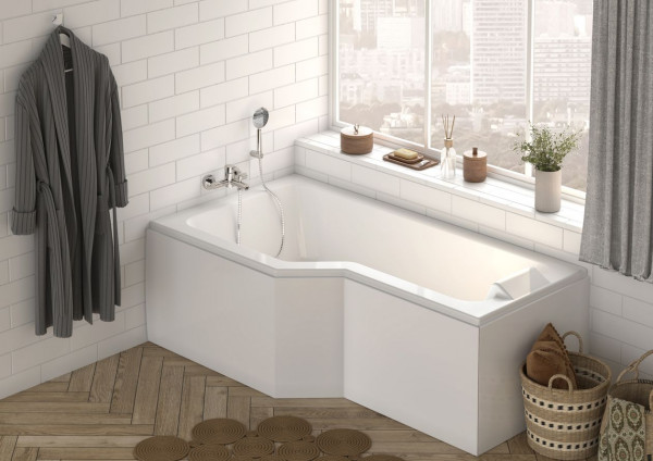 Shower Bath Allibert LEXA + left, with bath panel 1700x900x520mm White