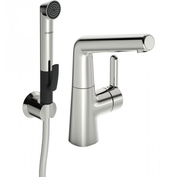 Single Hole Mixer Tap Hansa DESIGNO Style shower head and shower hose 238x150mm Chrome