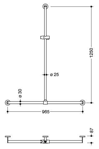 Hewi Bathroom handles System 900 with shower rail Matt dark grey pearl mica/chrome 900.35.43160 DD