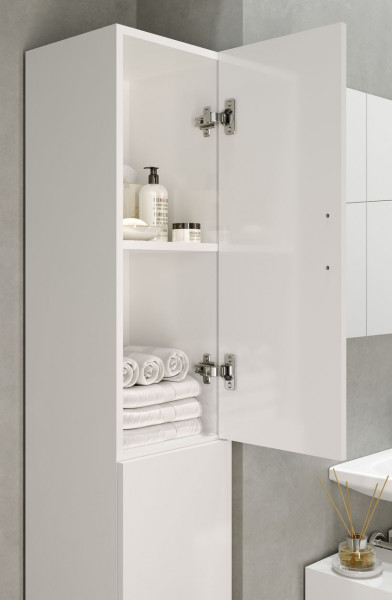 Tall Bathroom Cabinet Allibert SOLITA 300mm Glossy White