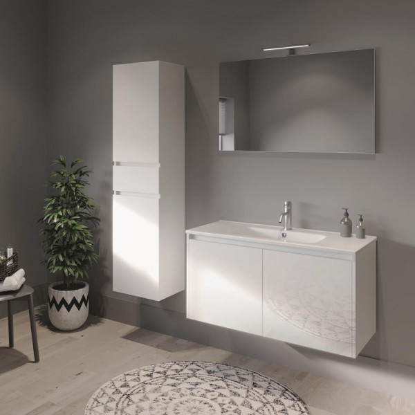 Riho Tall Bathroom Cabinet Porto 320x1600x400mm Glossy White Laquered