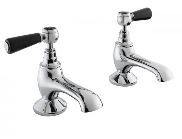 Deck Mounted Bath Tap Bayswater Traditional Lever, 2 holes Chrome Hex/Black