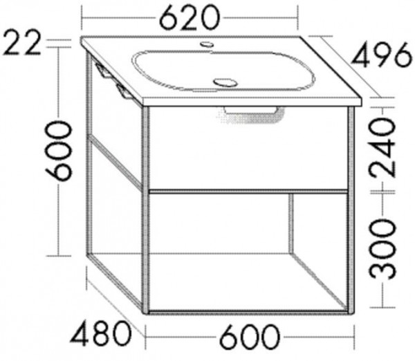 Bathroom Set Burgbad Vry 1 drawer, 1 shelf, 1-hole washbasin 630mm Customisable SGUJ063-PN610