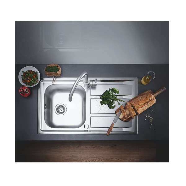 Grohe Sink-Bandle with stainless steel sink/Single lever sink mixer K500 Stainless Steel