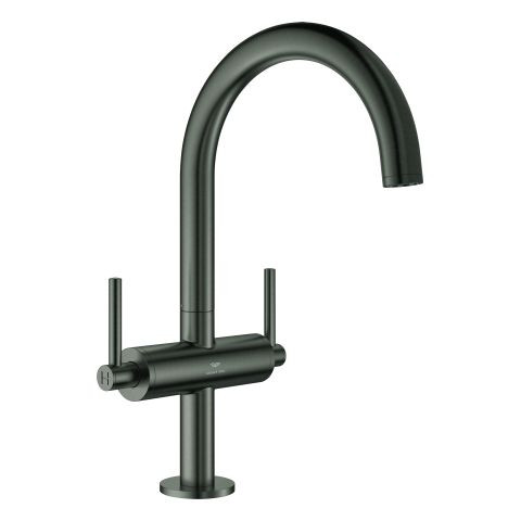 Freestanding 2 Handle Basin Tap Grohe Atrio L sizelever handle Brushed Hard Graphite