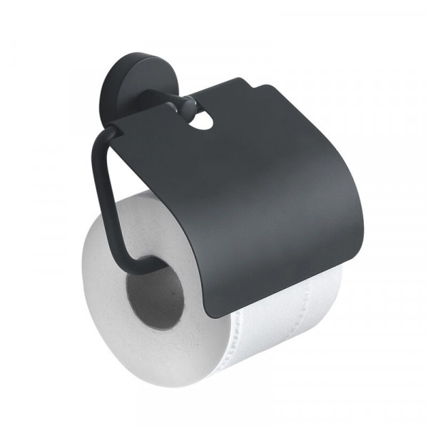 Gedy Toilet Roll Holder OSAKA with cover 135x52x136mm Black