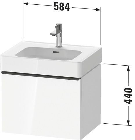 Vanity Unit Built-In Basin Duravit D-Neo drawer, bronze handle, for Lav. Soleil 584mm Concrete Grey Matt DE4276004070000