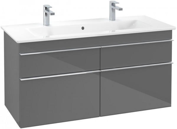 Villeroy and Boch Double Basin Vanity Unit Venticello 1153x590x502mm A92901PD Glossy Grey