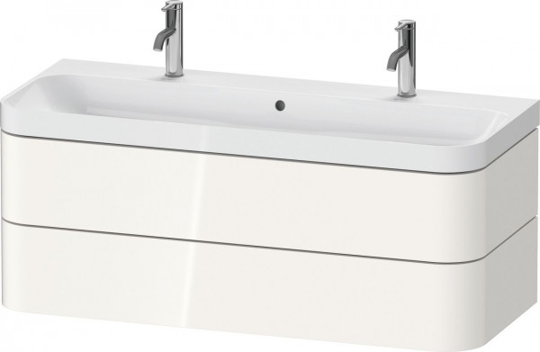 Bathroom Set Duravit Happy D.2 Plus Double washbasin, c-shaped unit with 2 drawers 1175mm White high gloss HP4379O22220000